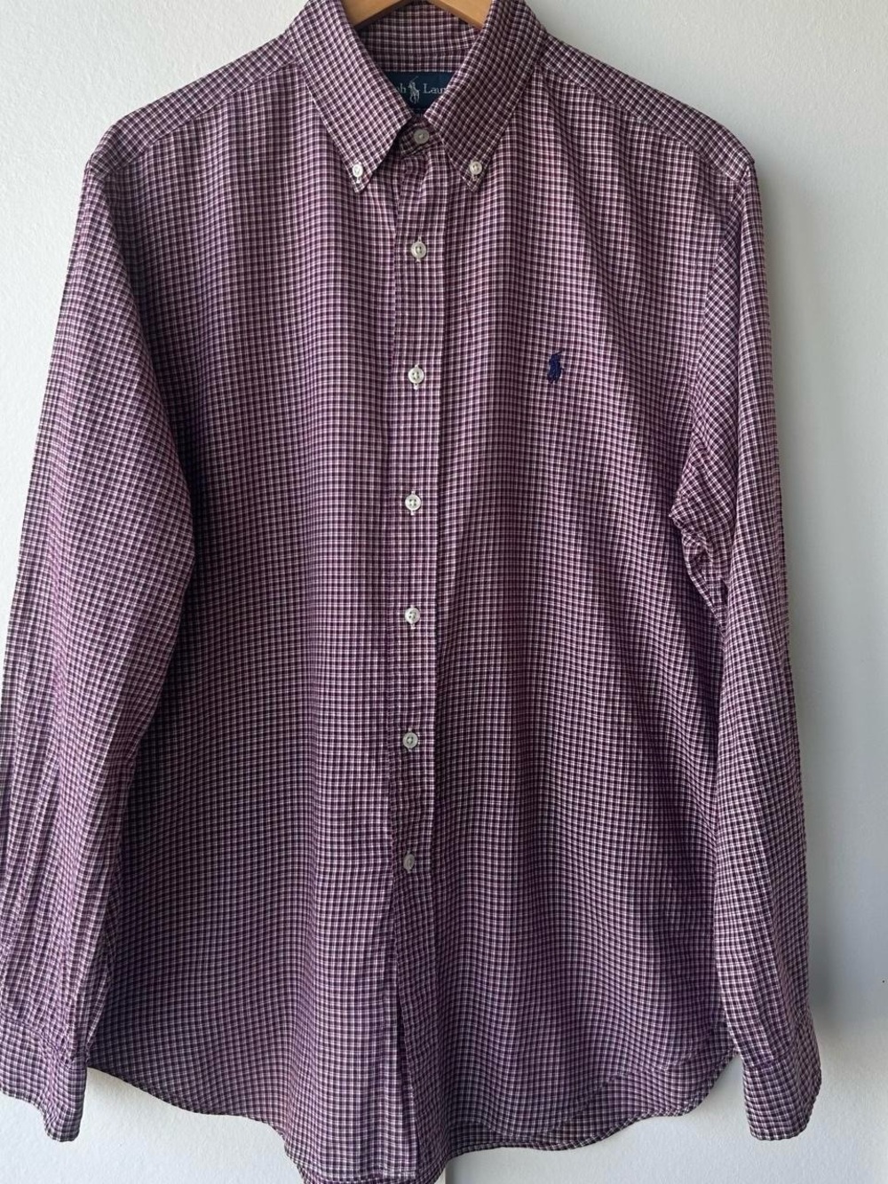 Polo by Ralph Lauren Men's Button-Down Shirt-Burgundy-large